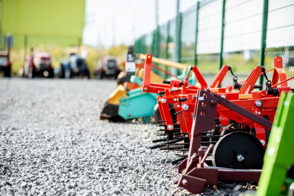 Plows for farming on the agricultural shop